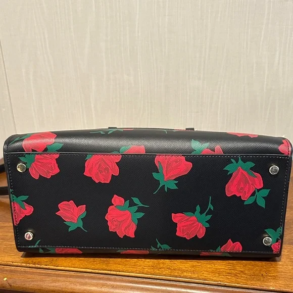 🚨🚨SOLD🚨🚨Kate Spade Black and Red Rose Satchel - Picture 3 of 8